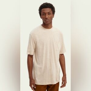 SCOTCH & SODA MERINO WOOL T-SHIRT- BEIGE
